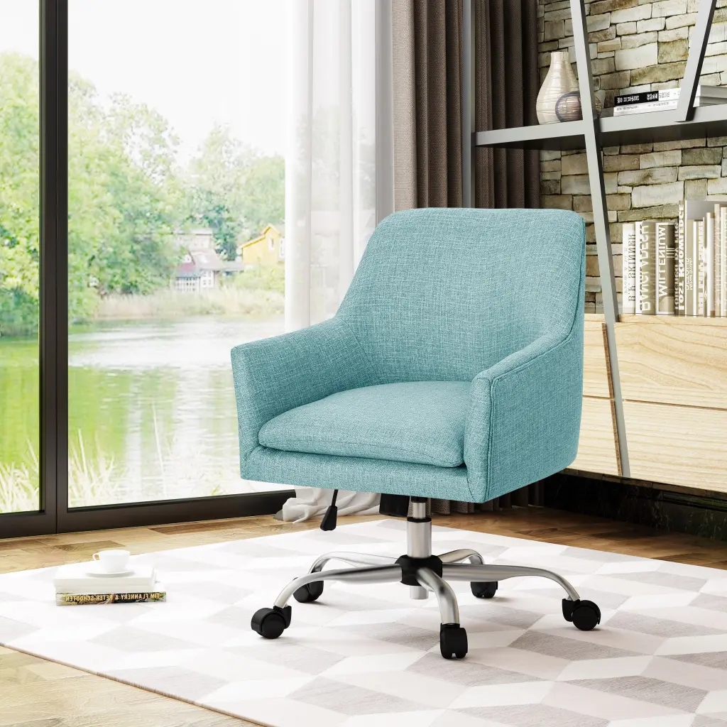 Office Chair Blue Material, Ergonomic Desk Chair Wheels nh-an