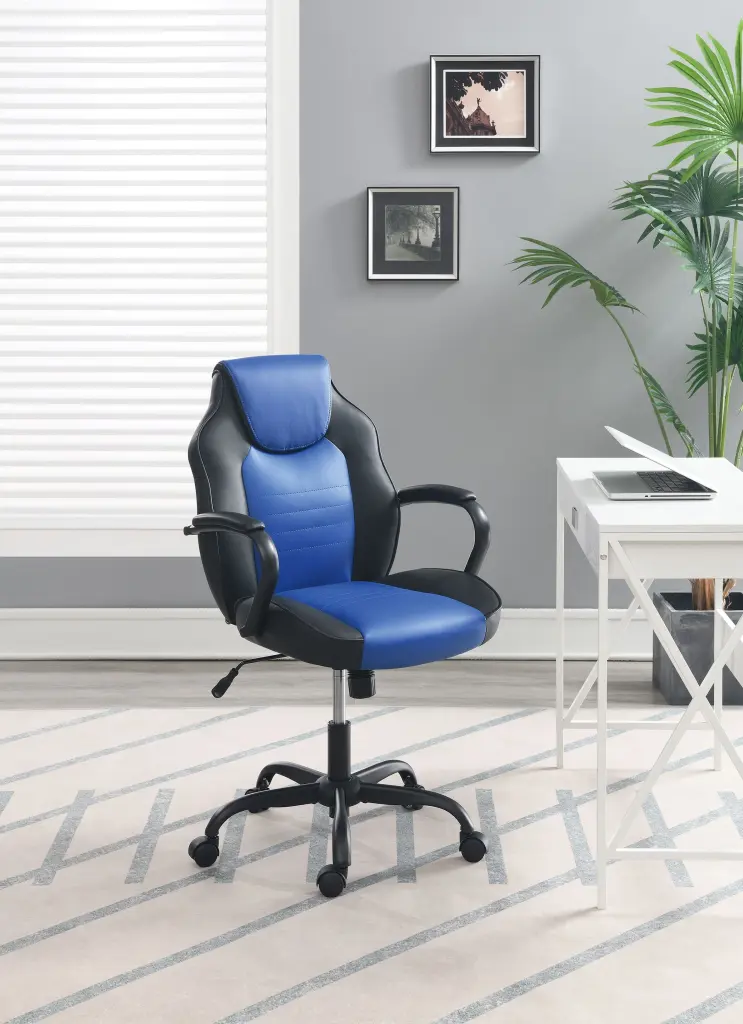 Black Faux Hide Stationery Chair Home or Office poundex
