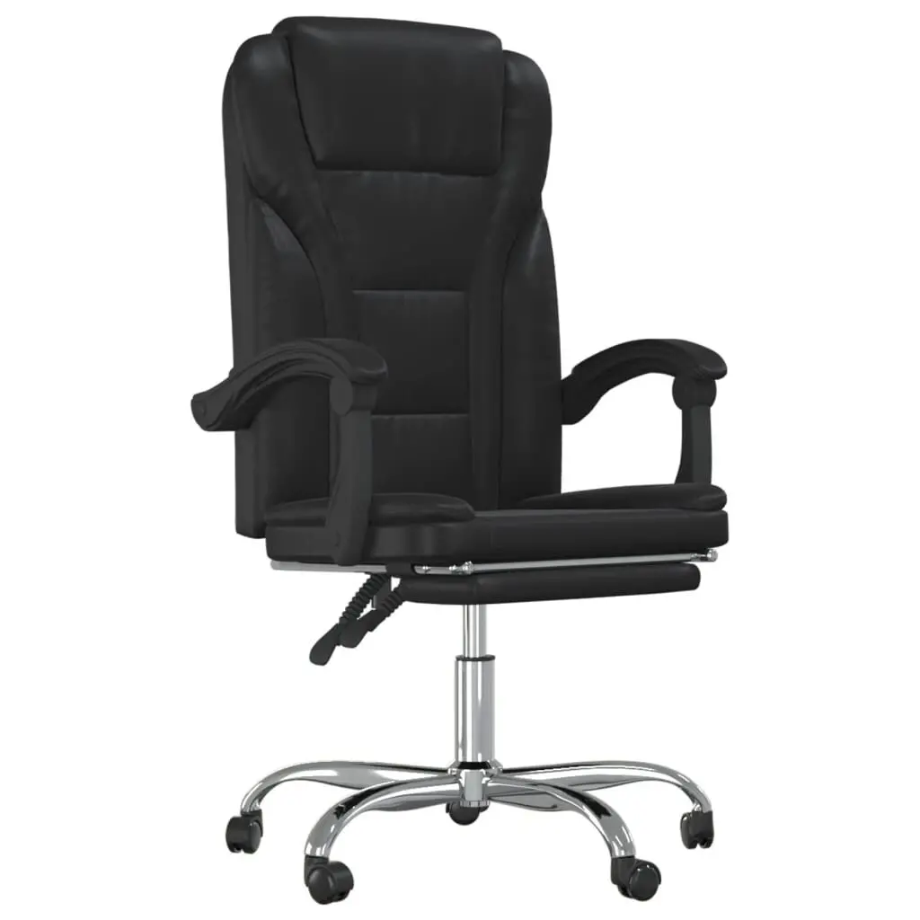 Reclining Office Chair Black Faux Leather Ergonomic Comfort