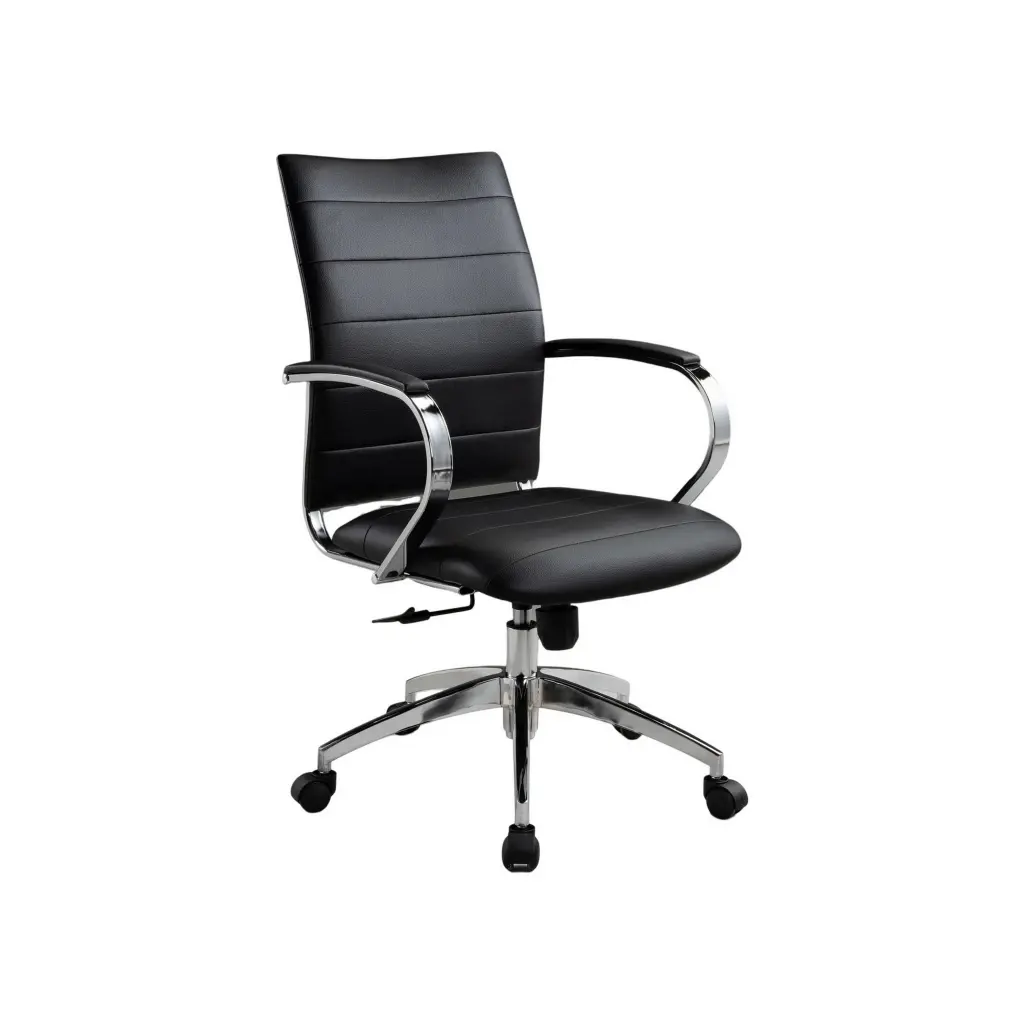 Zoha 27 Inch Swivel Office Chair Black Faux Leather Chrome Base royal hampton