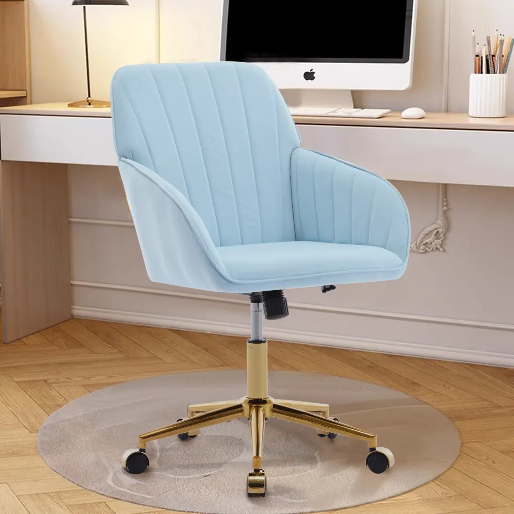Ty Stationery Chair Baby Blue Velvet Office and Home ts furniture