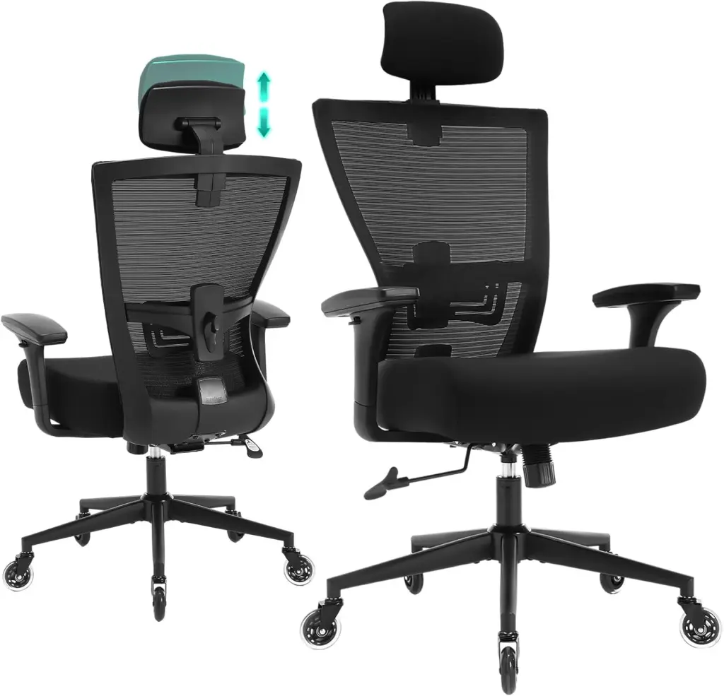 Big and Tall Office Chair 500Lbs Capacity Ergonomic Heavy Duty Chair vanbow