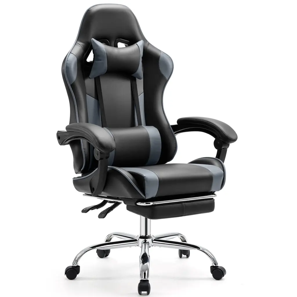Ergonomic Video Game Desk Chair Footrest and Lumbar Support w2201