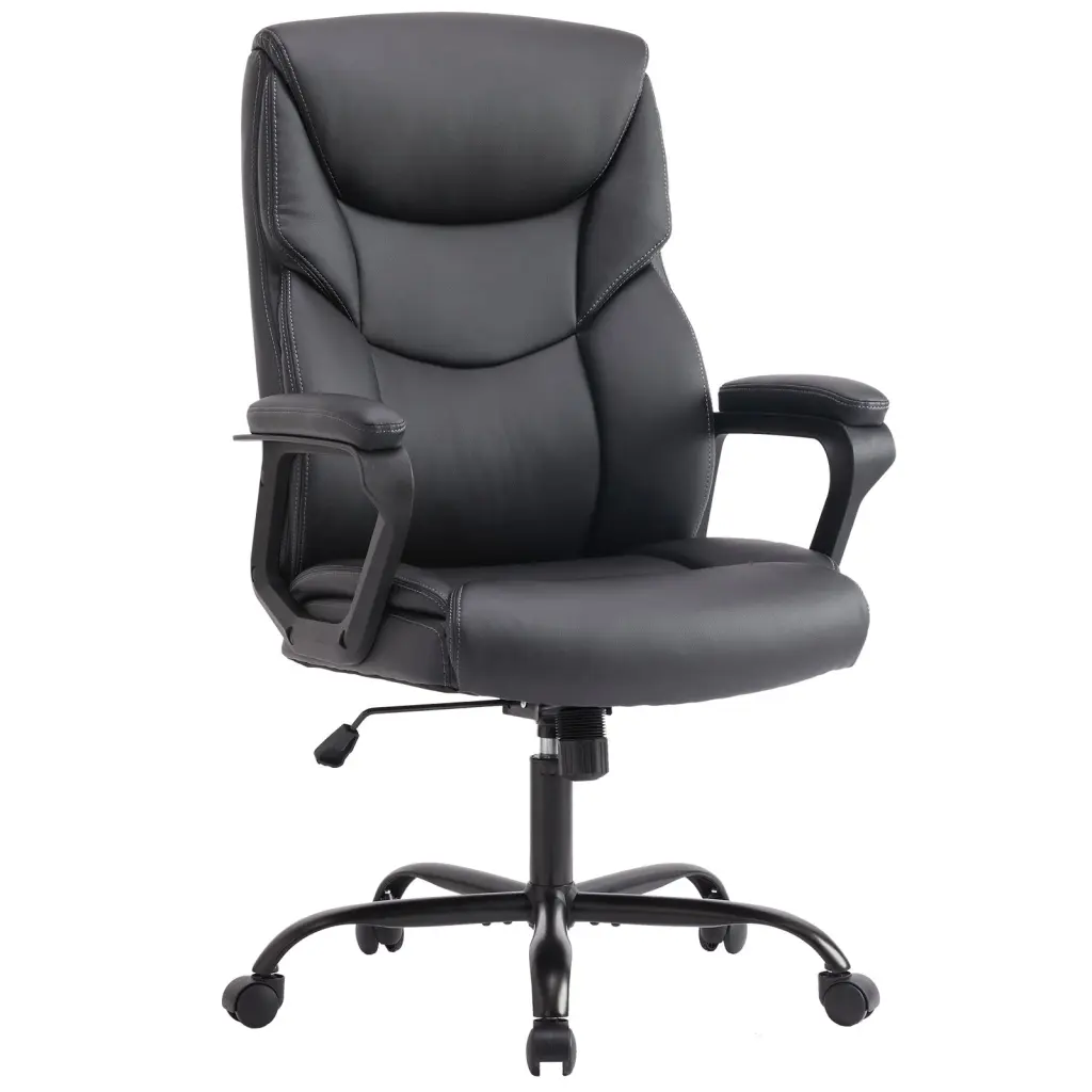 Sweetcrispy Home Office Chair Ergonomic PU Leather Desk Chair Arms w2201