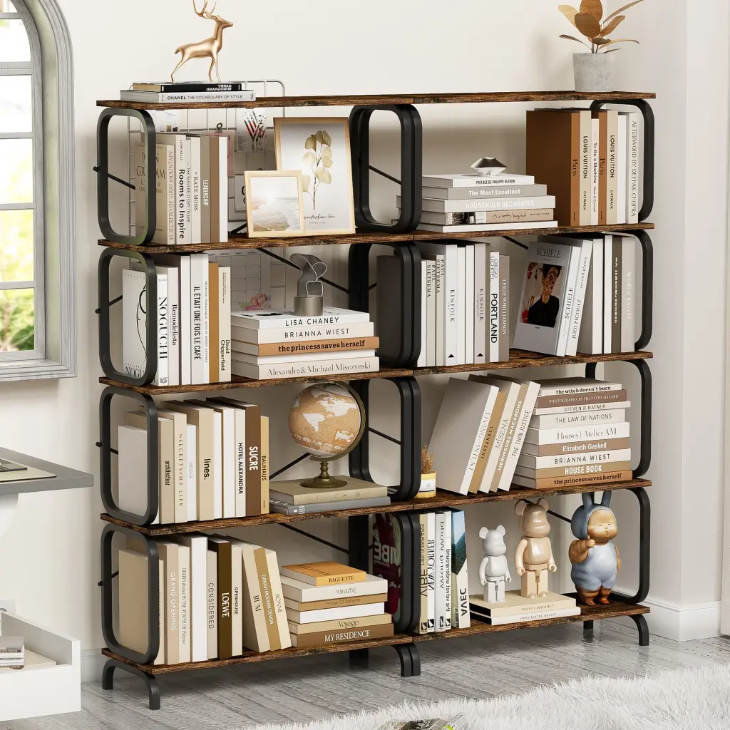 5 Tier Open Bookcase Home Office, Large Bookshelf leavader