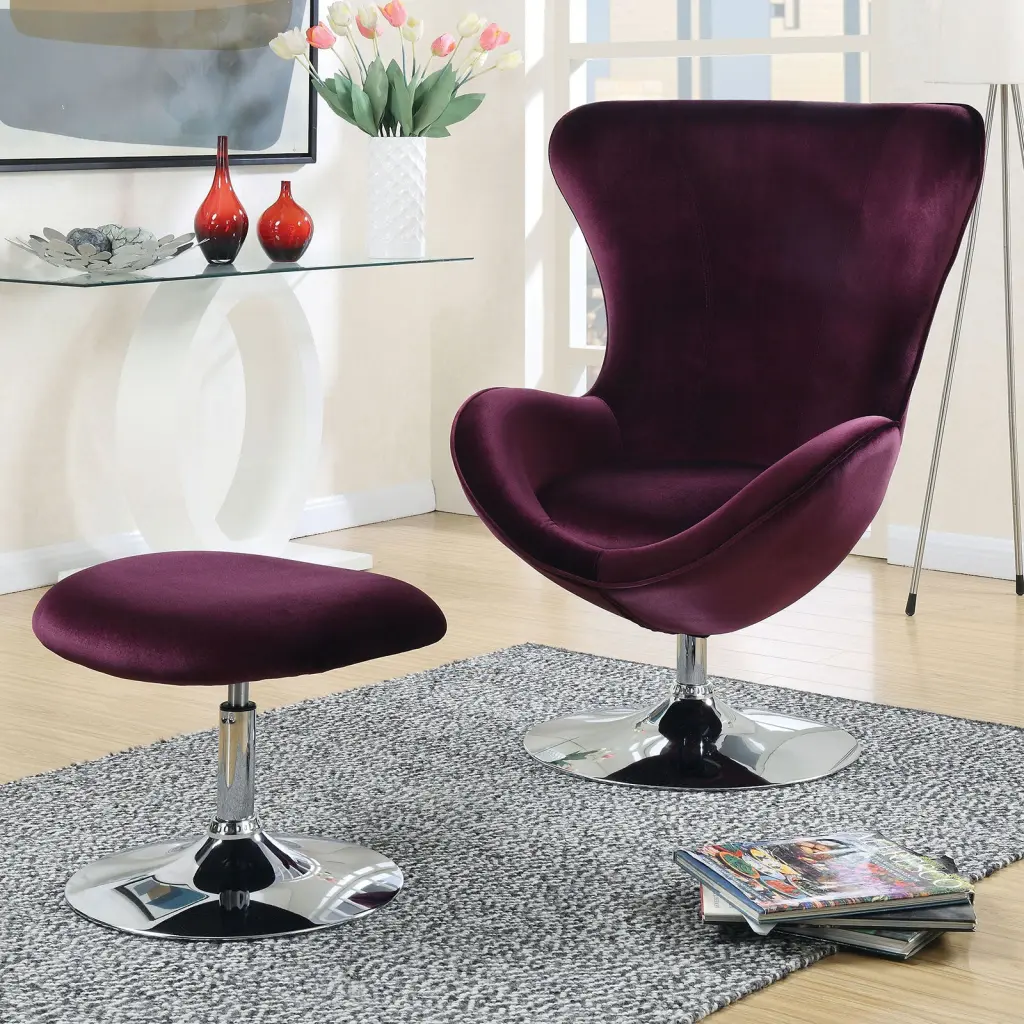 Purple Flannelette Accent Chair Ottoman Contemporary Modern Design kanepe