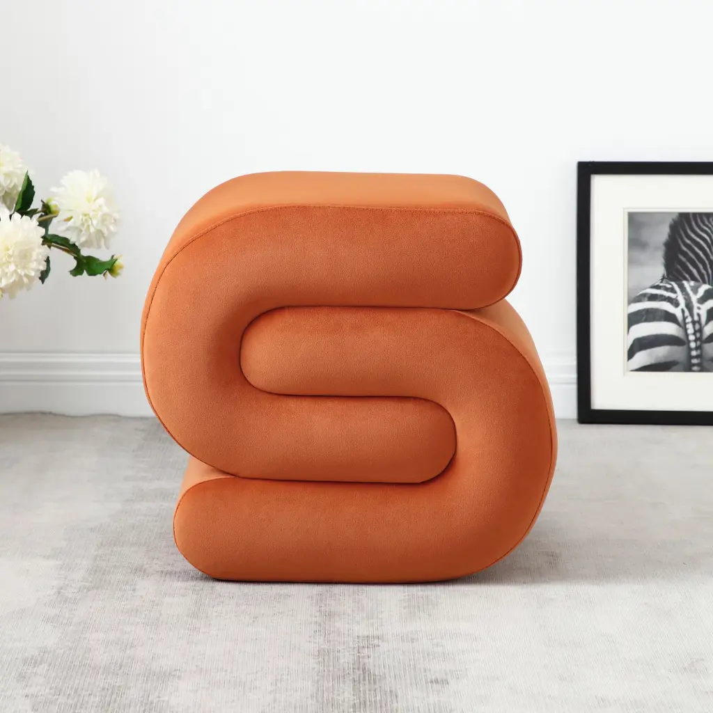 Modern Velvet Ottoman Upholstered Footstool Cozy Vanity Stool aijiafurniture