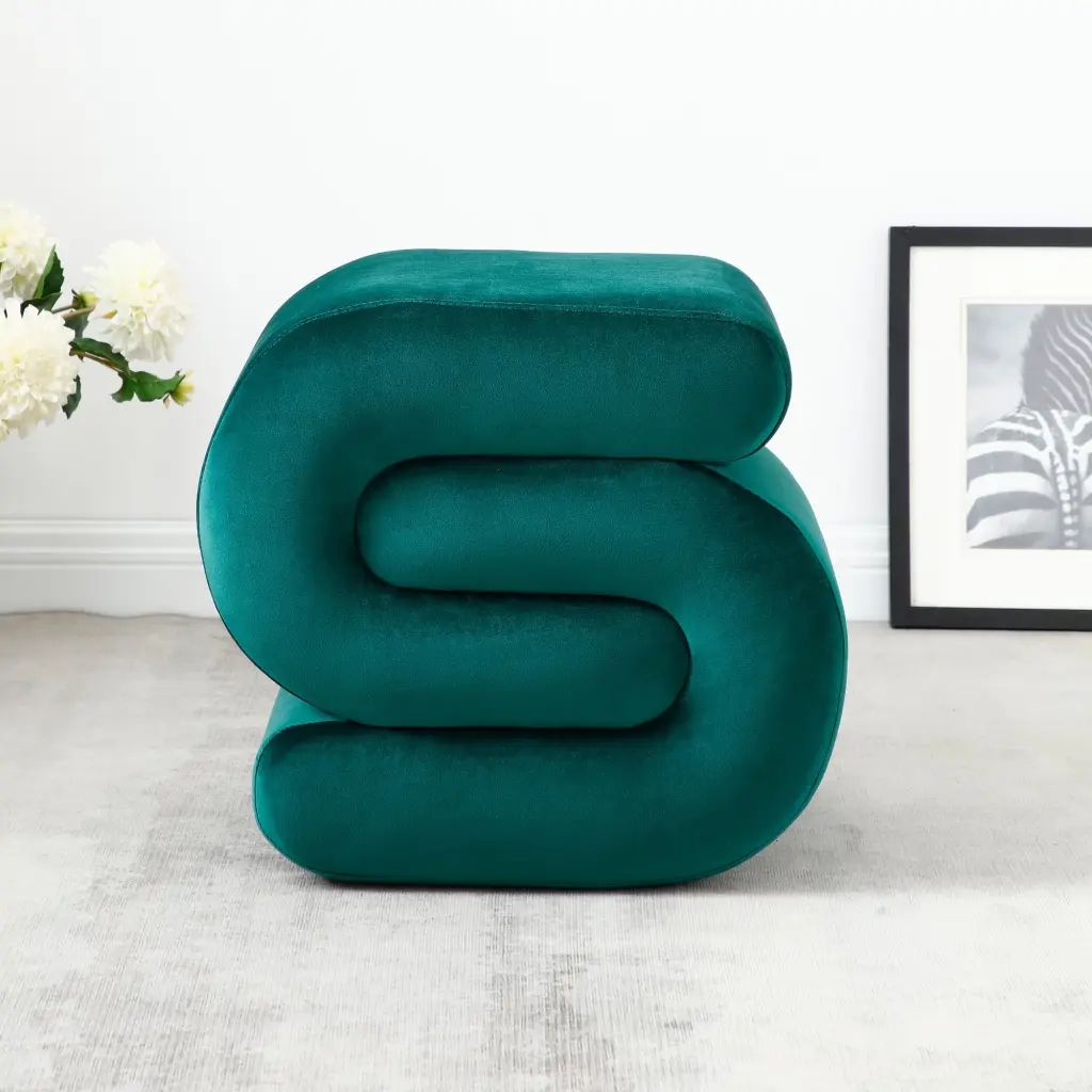 Modern Velvet Ottoman Upholstered Footstool Cozy Velvet Vanity Stool aijiafurniture