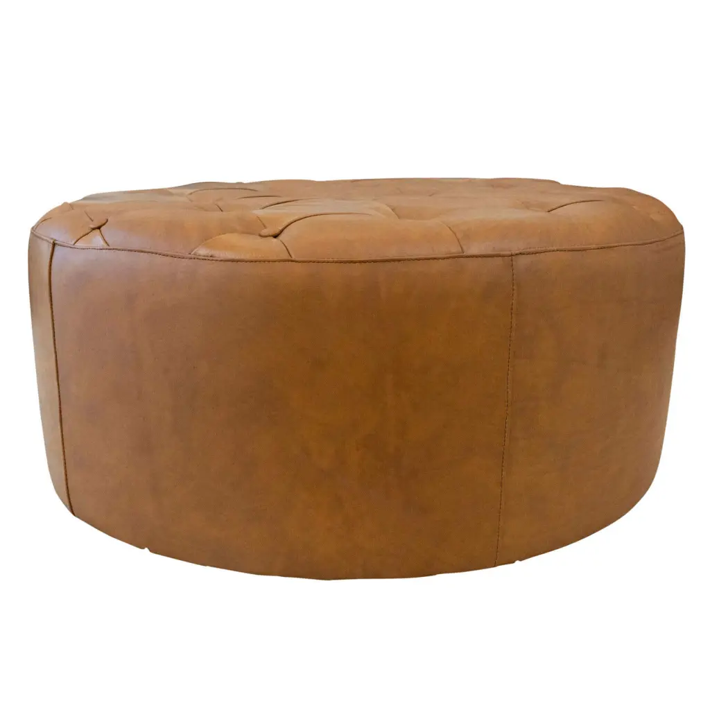 Seletar Tan Hide Ottoman Light Brown Authentic Leather Footstool ashcroft furniture