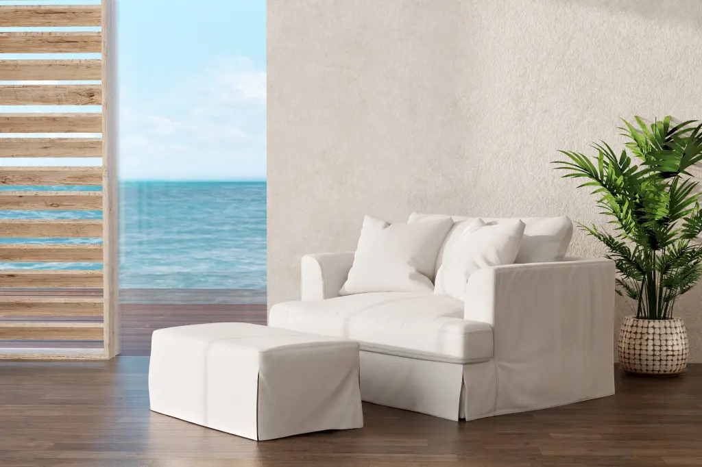 Newport Slipcovered Ottoman Pearl Off White Primary Living Space Foam b119