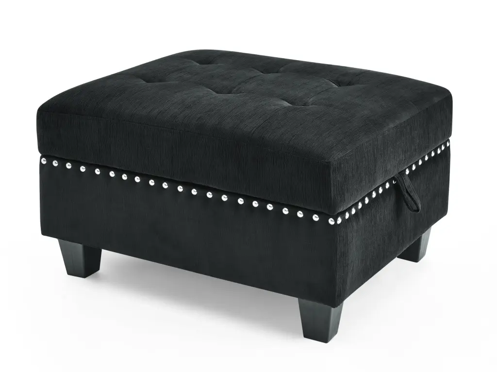 Black Velvet Ottoman Modular Sectional 25.5x31.5x19 Inches Fabric Footstool chuangyuan smart home