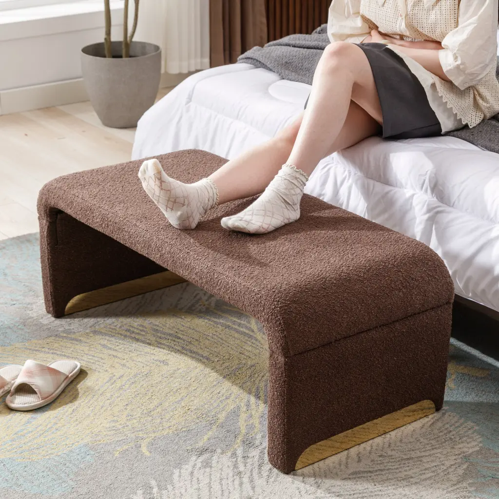 Boucle Loveseat Ottoman Footstool Bedroom or Entryway dg collection