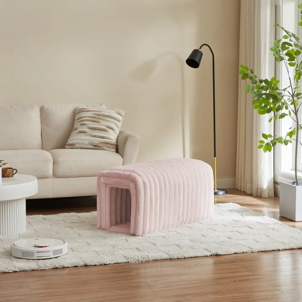 Corduroy Ottoman Bench Storage Foot Rest Couch and Pet Supplies fj furniture