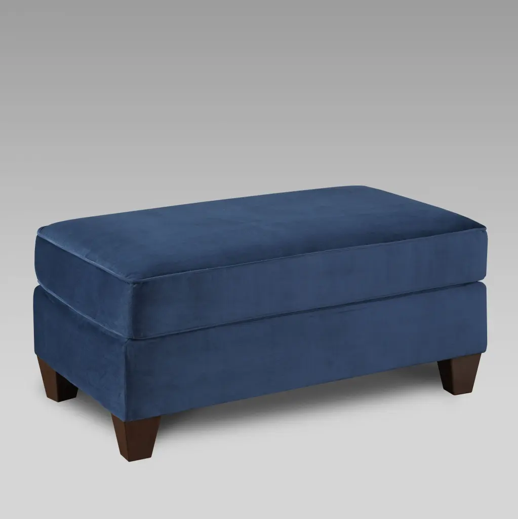 Camero Fabric Cocktail Ottoman Navy Blue Espresso Polyester Wood Prima hz