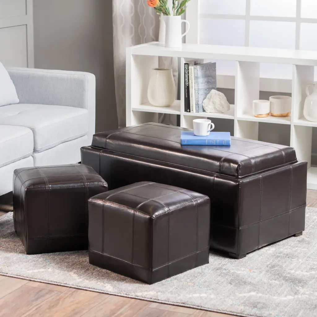 Drake Ottoman Espresso Leather Storage Bench nh-an