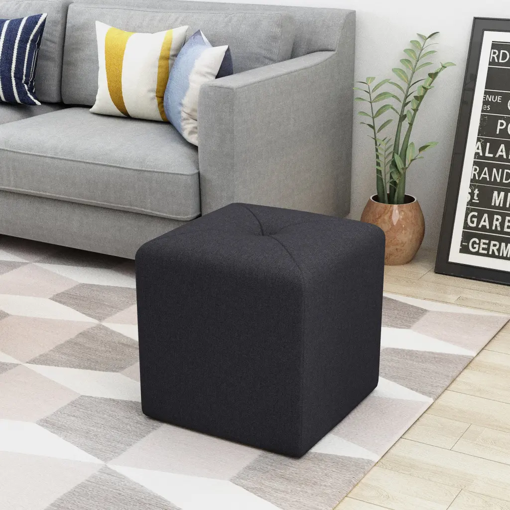 Ottoman Charcoal Grey Material Footrest Storage Bench nh-an