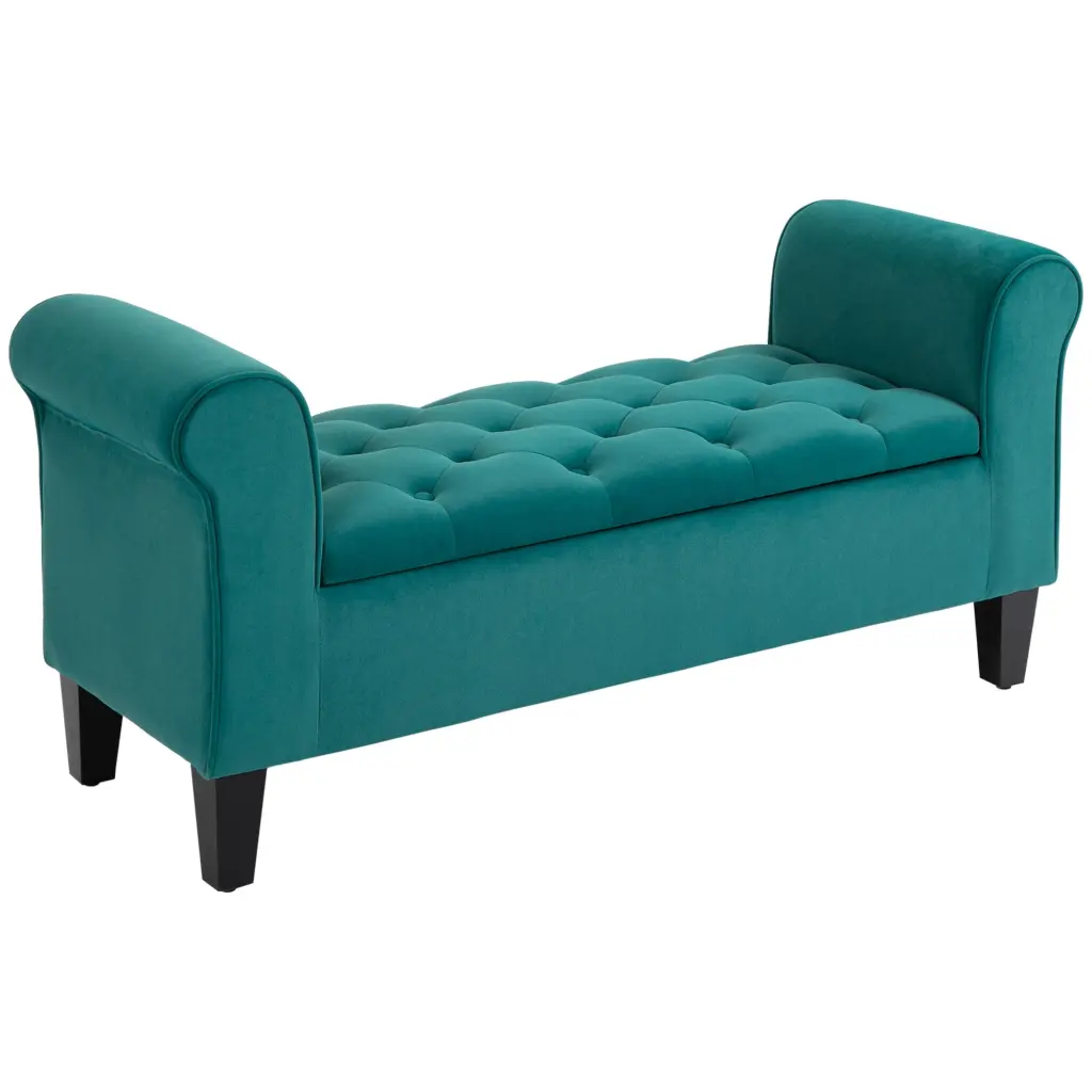 Homcom Button Tufted Storage Ottoman Bench Upholstered Bench Rolled Arms aosom business