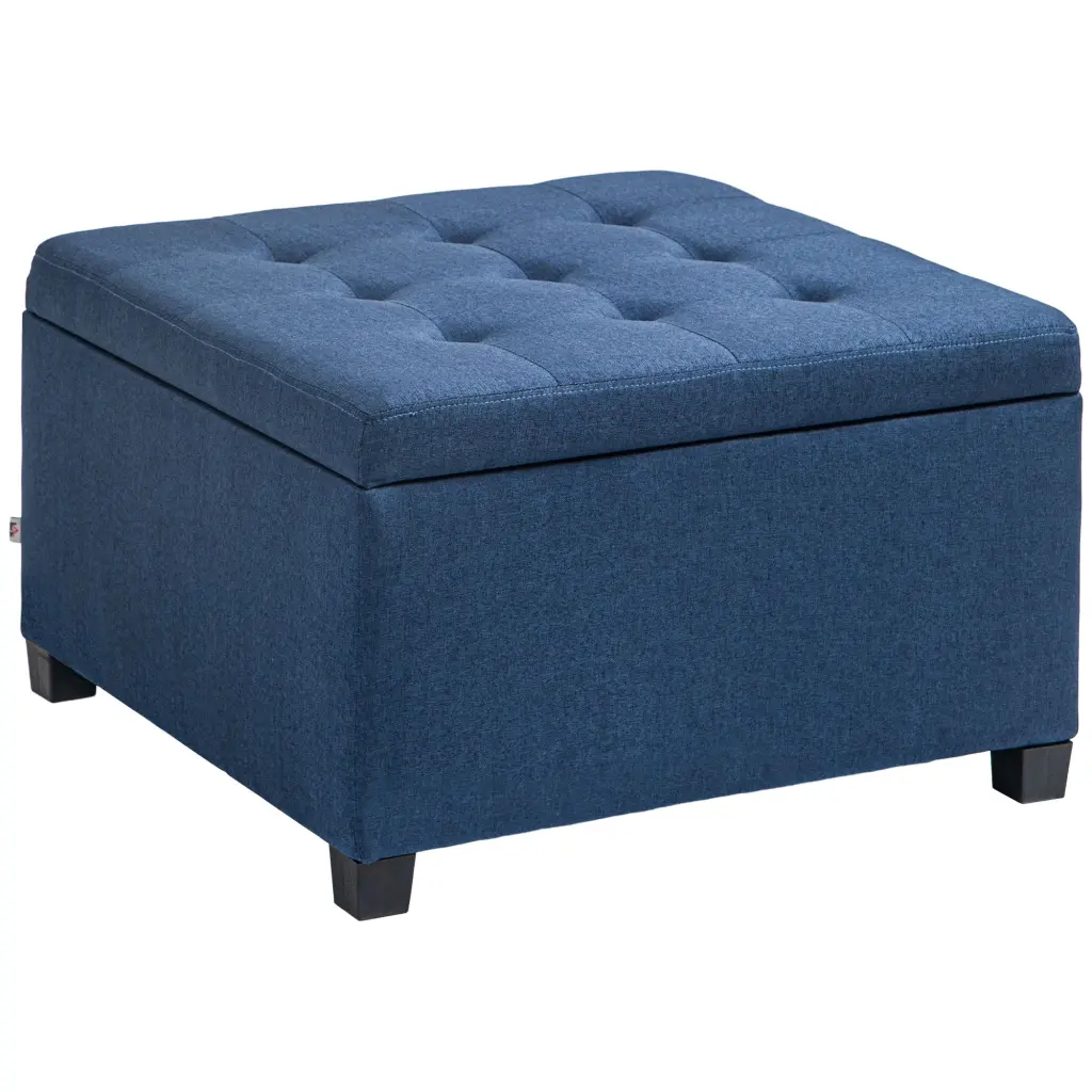 Homcom Material Tufted Storage Ottoman Flip Top Seat Lid Metallic Hinges aosom business