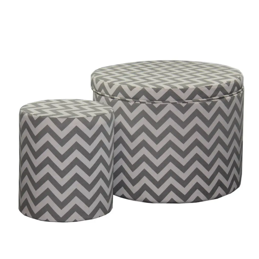 17.35 Inch Tall Storage Ottoman Chevron Grey Timber - Seating And Storage california home