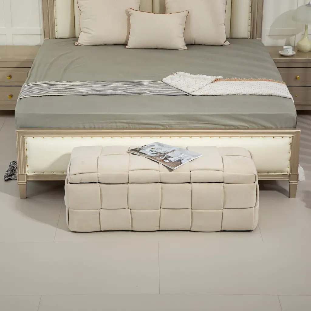 Coolmore Storage Ottoman Bedroom End Bench Upholstered Material Storage coolmore w-395