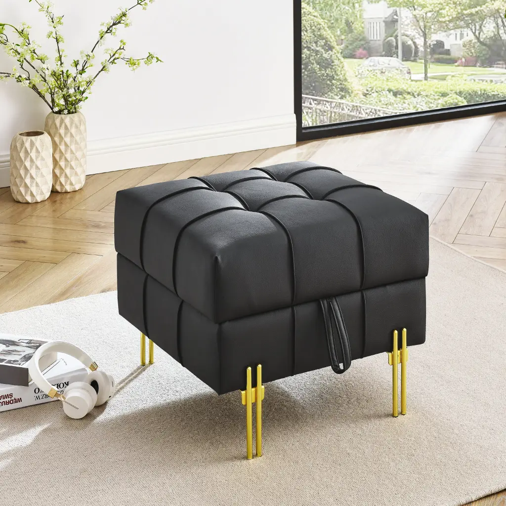 22 Inches Anti Scratch Leather Storage Ottoman, Pet Friendly Entryway Bench dg chuang ying