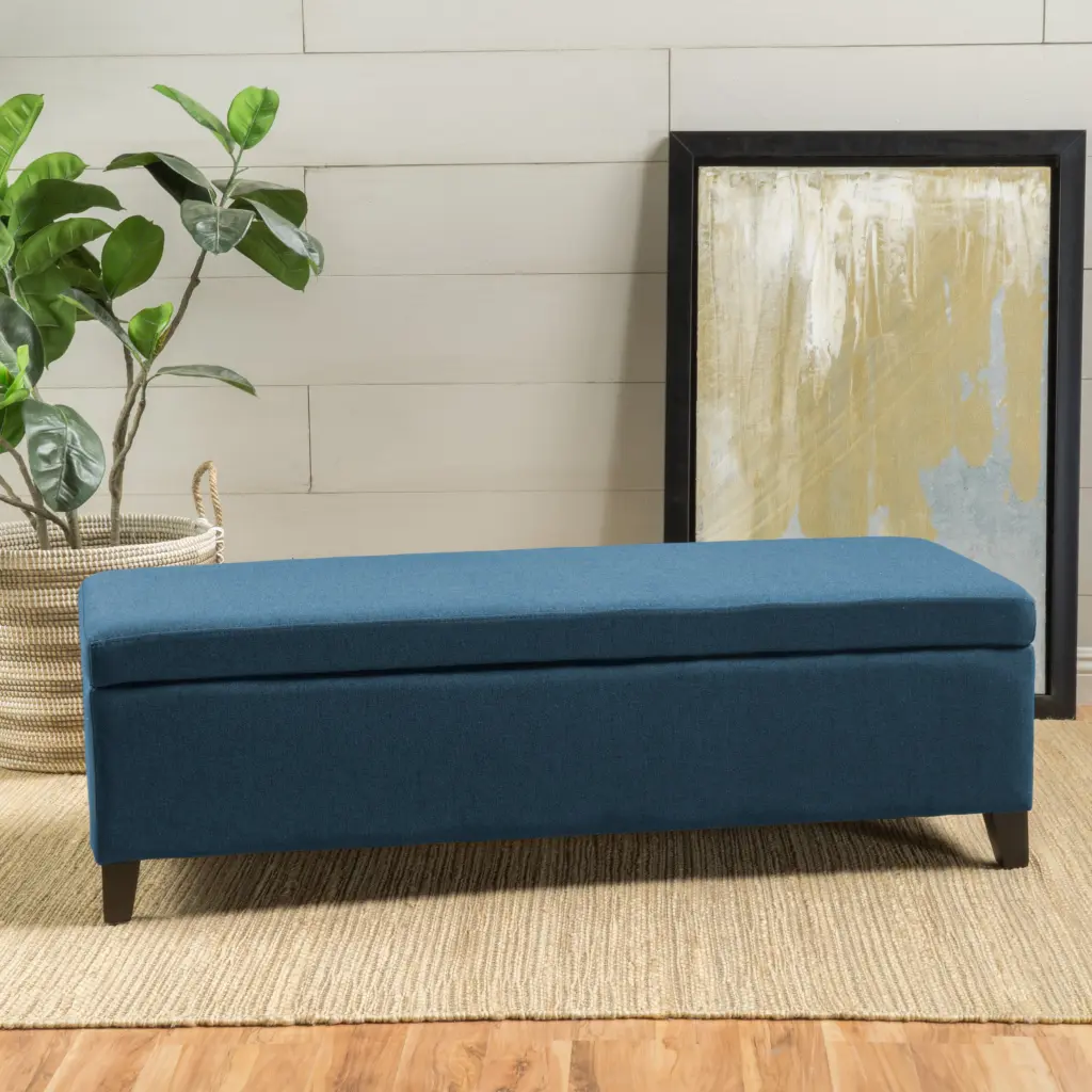 Hartford Storage Ottoman Navy Blue Fabric, Multi-functional Footrest and Seat nh-an