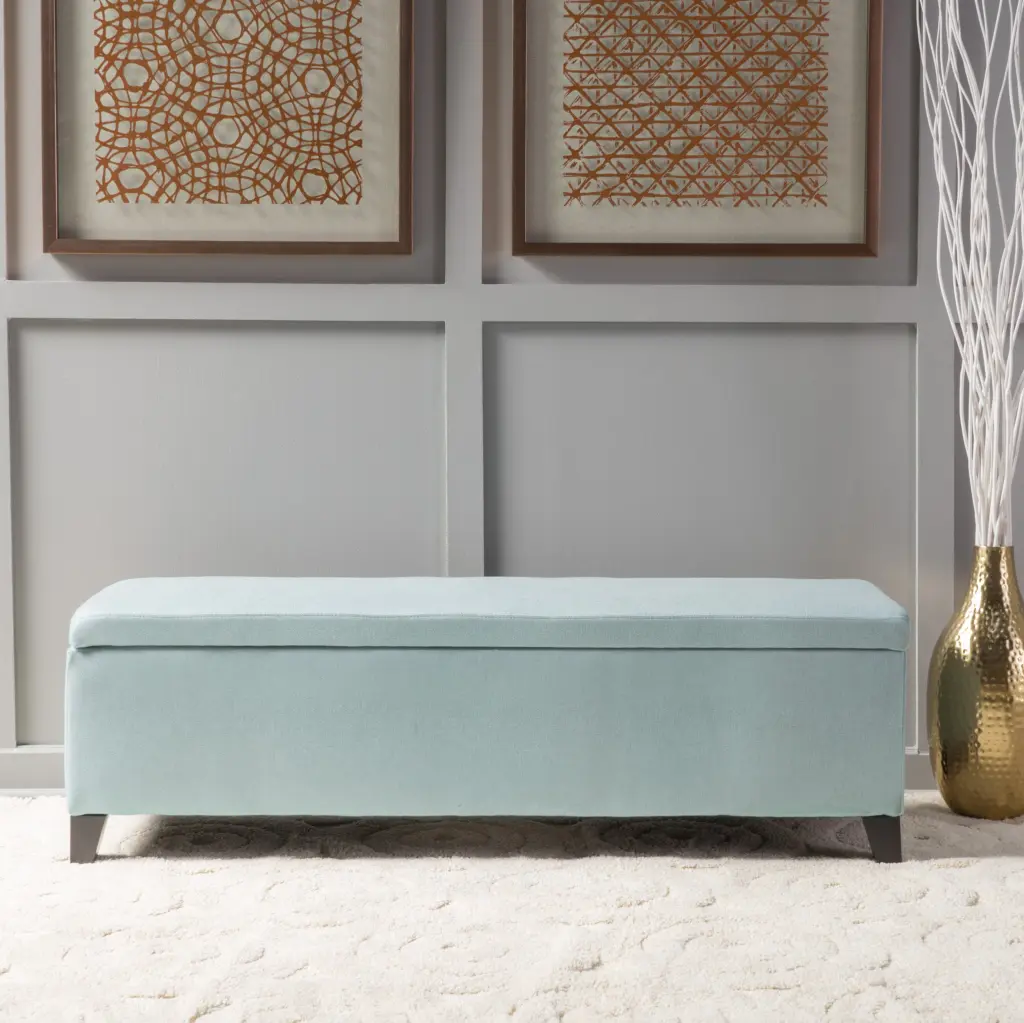 Ottoman Light Blue Material, Soft Footrest Living Room nh-an