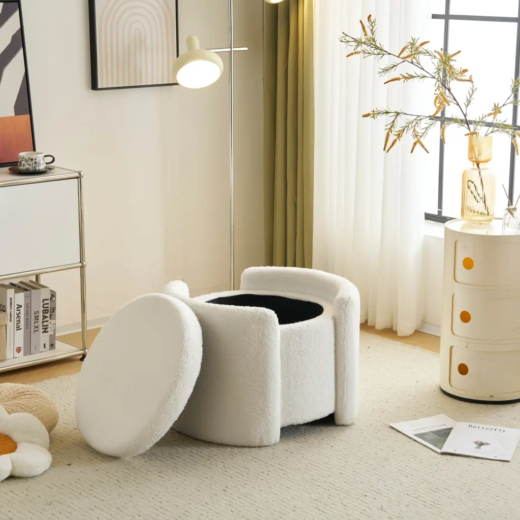 Comfortable Lamb Fleece Storage Ottoman Chic Ease Hidden Storage nh-comfortcove