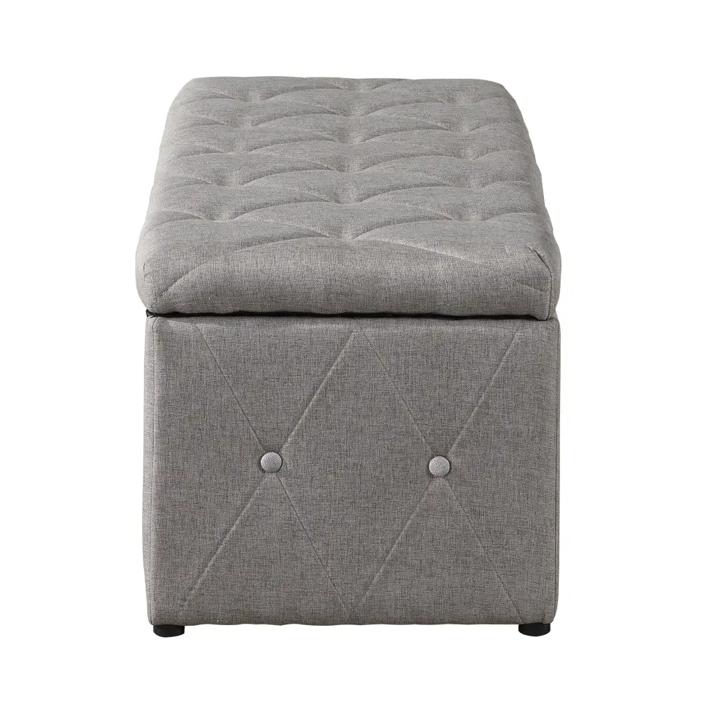 1 Piece Rectangular Storage Ottoman Fabric Linen 2 Set Ottomans smart house