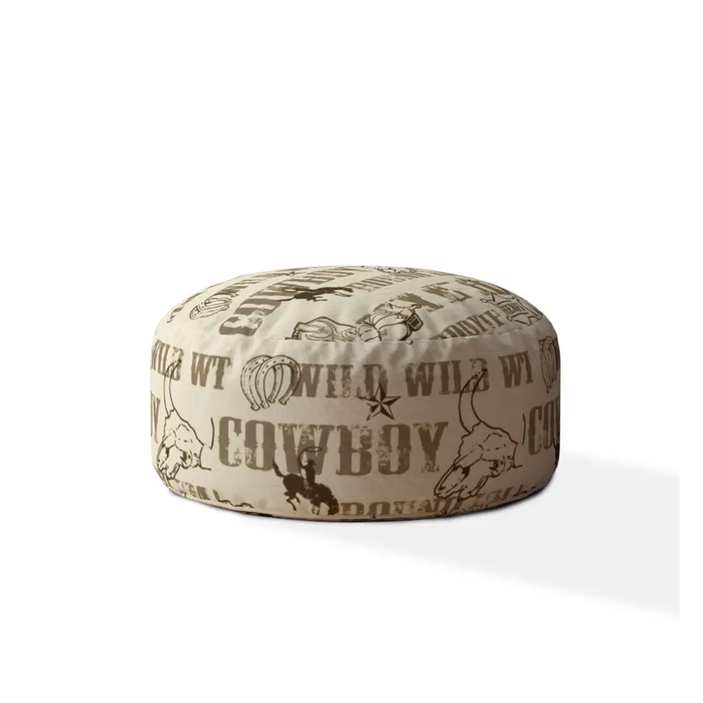 Indoor Dillon Dusty Brown Round Zipper Pouf Stuffed Extra Beads Included Ottoman usa made pillow and pouf
