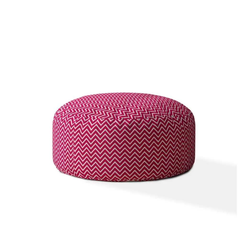 Indoor Dippity Hot Pink White Round Zipper Pouf Cover Only 24In Diameter usa made pillow and pouf