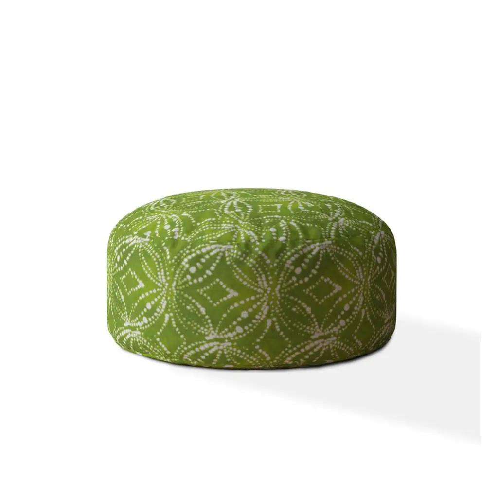 Indoor Rigel Green Round Zipper Pouf Stuffed Extra Beads Included 24 Inch usa made pillow and pouf