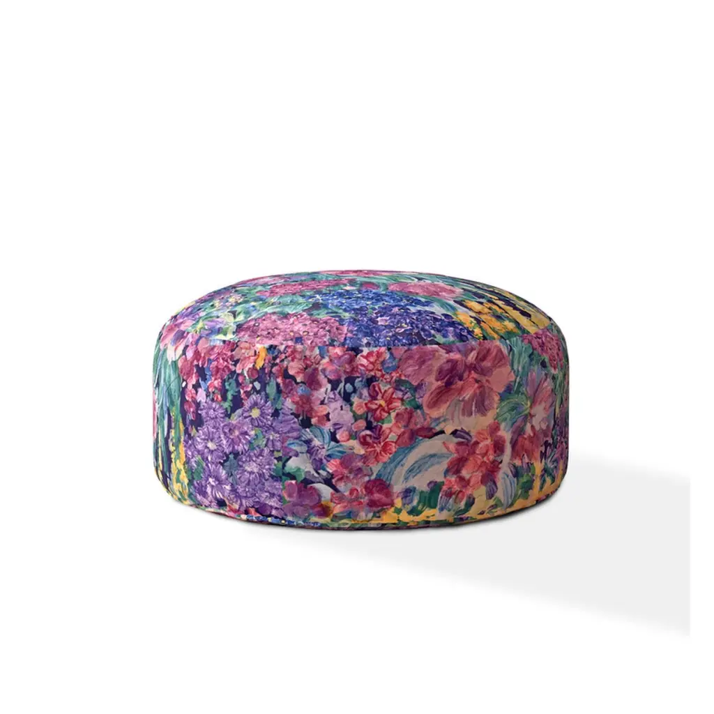 Indoor Spring Garden Multi Round Zipper Pouf Stuffed Extra Beads Included usa made pillow and pouf