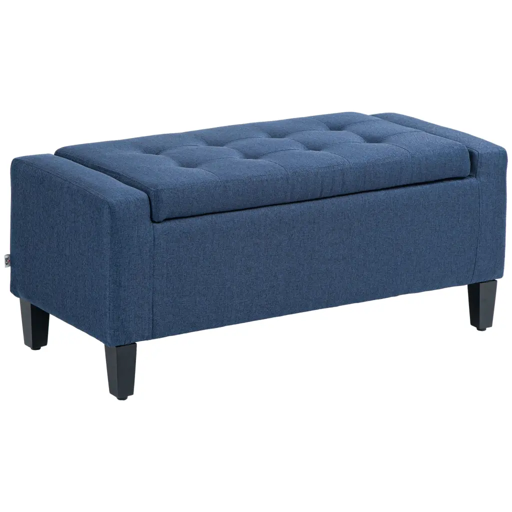 Homcom Linen Upholstered Storage Ottoman Bench Lift Top Living Room aosom business