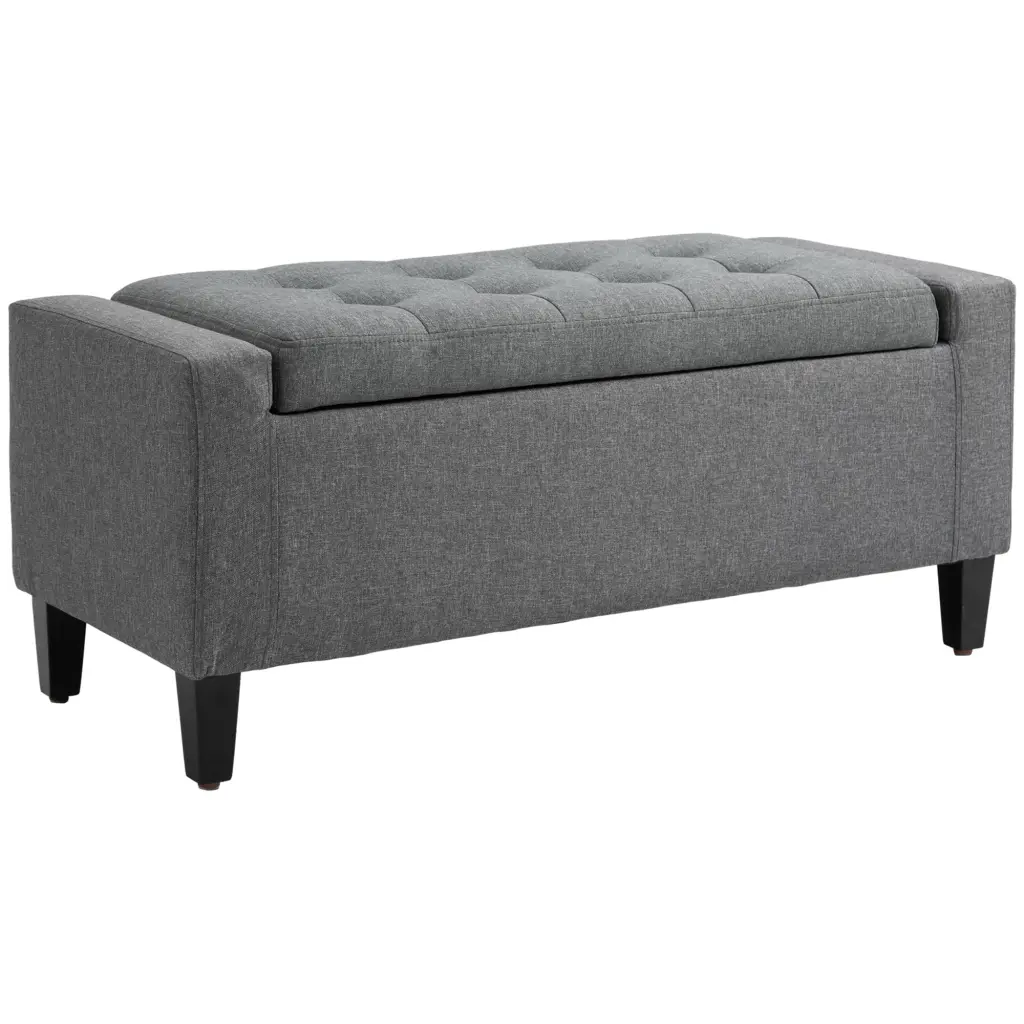 Homcom Linen Upholstered Storage Ottoman Bench Lift Top Living Room aosom business