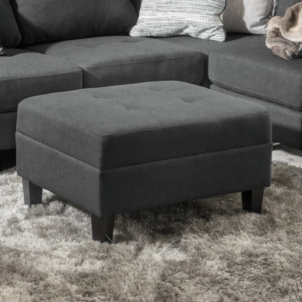 Ottoman Dark Gray Material Storage Bench Lift Top Living Room nh-cloudhouse