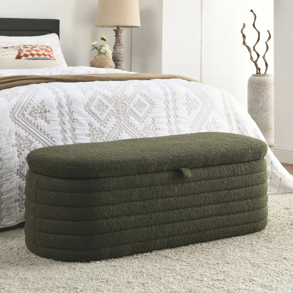 Video Welike Length 45.5 Inches Storage Ottoman Bench Upholstered Fabric welike furniture