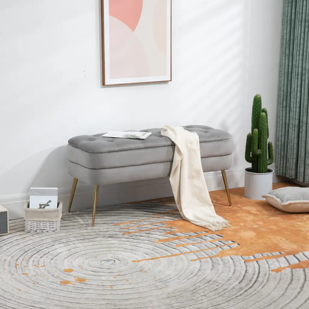 Coolmore Upholstered Storage Ottoman Bedroom End Bench Multi Functional Footrest coolmore w-395