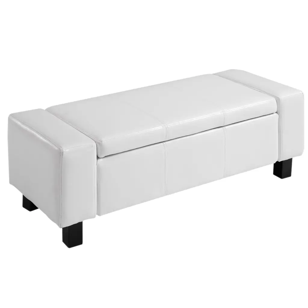 Homcom Large 42 Storage Ottoman Tufted Faux Hide Storage Bench aosom business