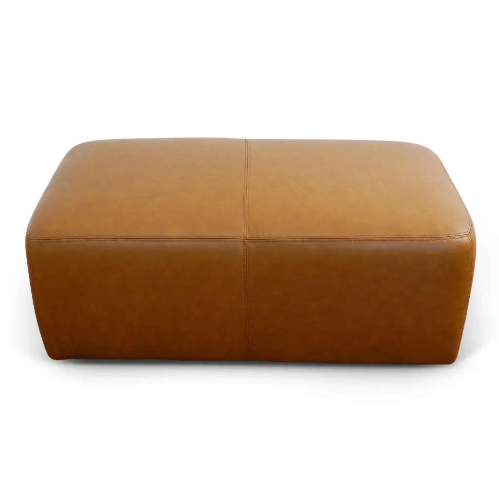 Ingram Tan Hide Ottoman Rustic Solid Brown Timber Design ashcroft furniture