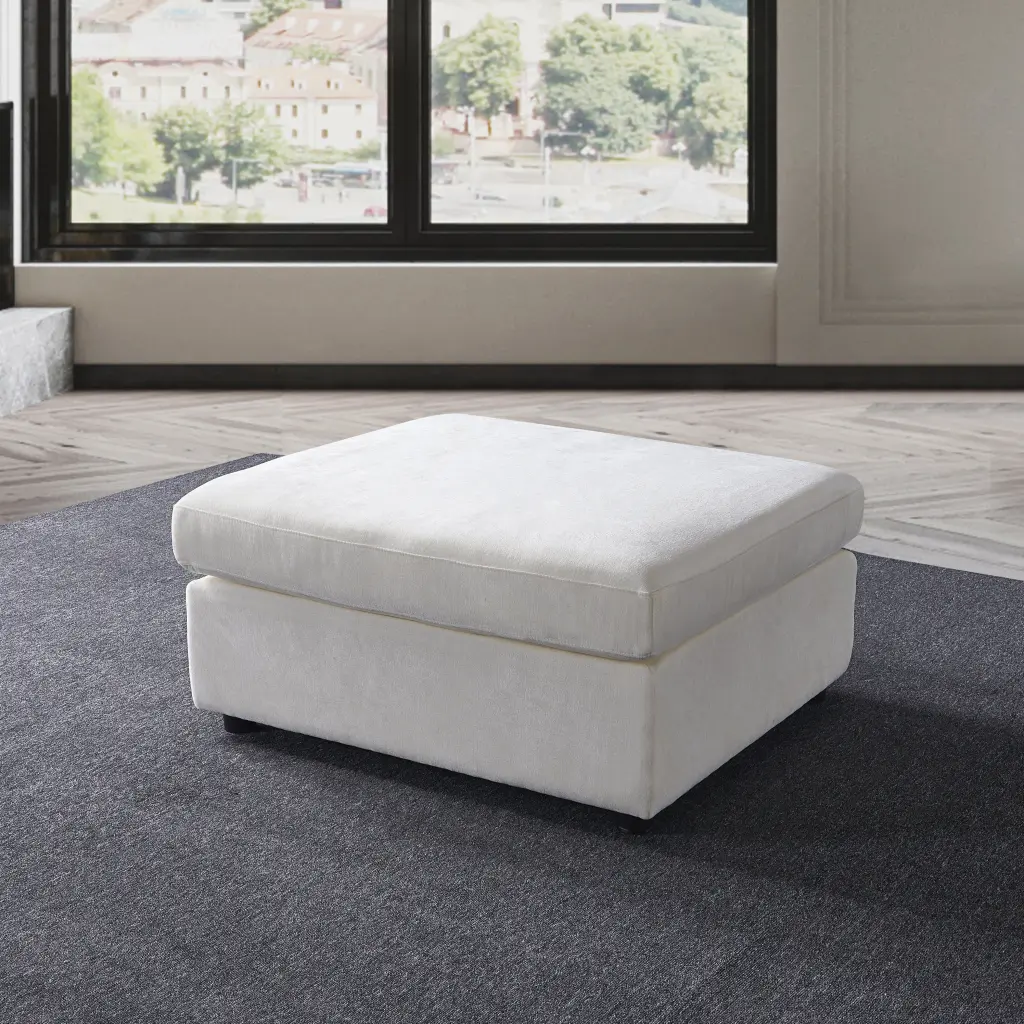 Ottoman 3019 Beige Chenille Timber Primary Living Space Medium Sofa Ottoman homarni furnishings inc.---w1099