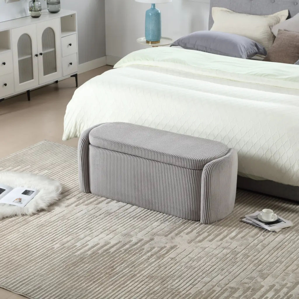 Coolmore Upholstered Storage Ottoman Bedroom End Bench house hold-w1588