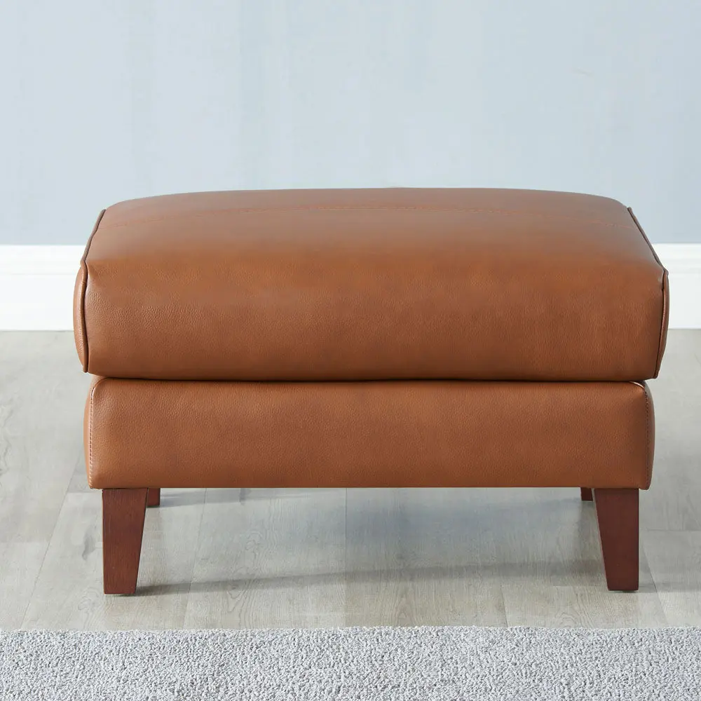 Maui Leather Ottoman Brown Memory Foam and Authentic Leather hydeline furniture