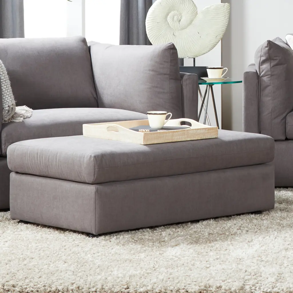 Enda Living Room Material Ottoman Carbon Gray Material hz
