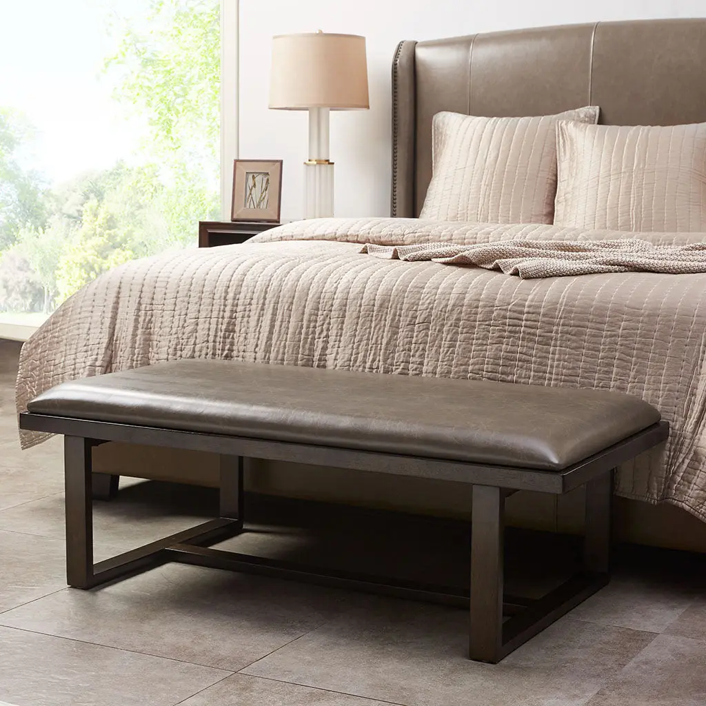Tracey Ottoman Brown Wood Storage Bench jla