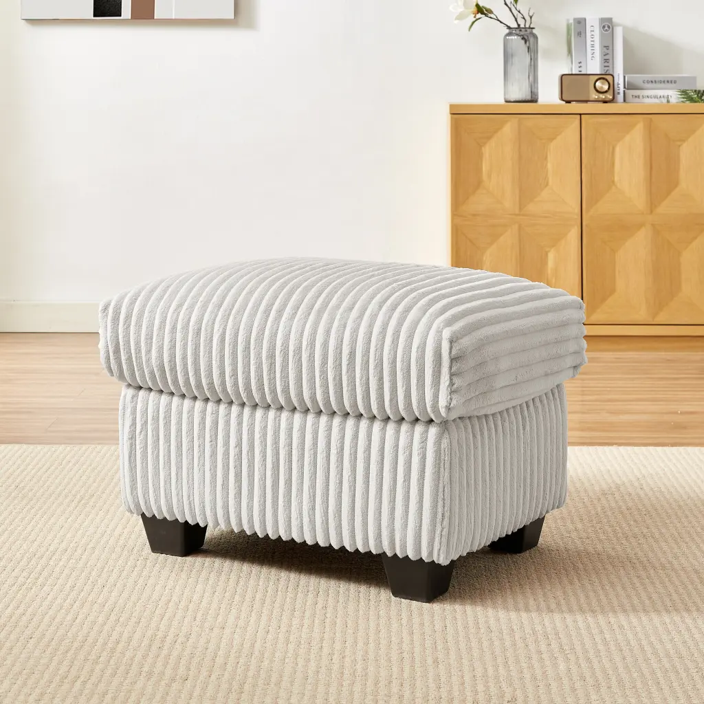 27.2 Inch Corduroy Ottoman Removable Seat Cushion Beige jsc furniture