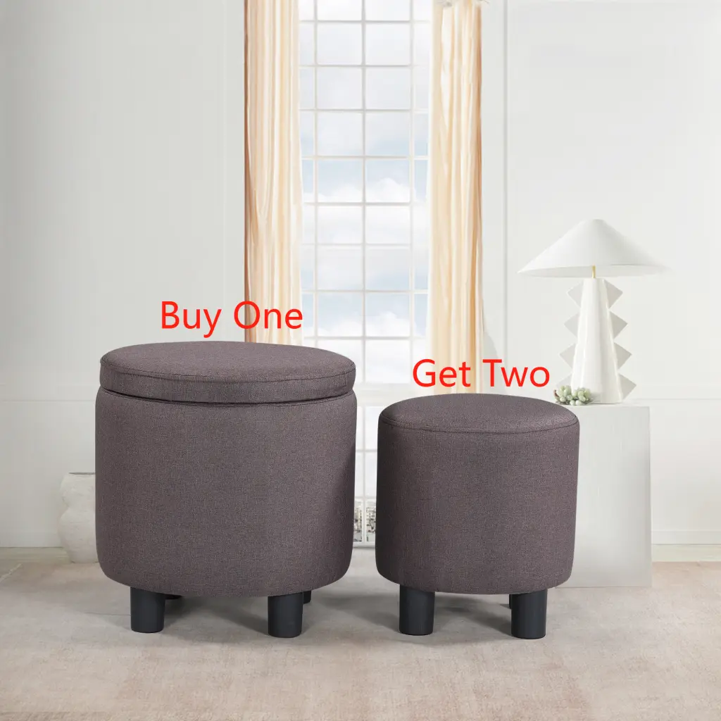 JST Home Decor Upholstered Round Tufted Footrest Ottoman jst smart home