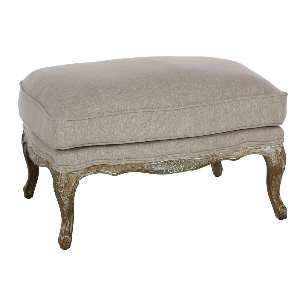Gray Weathered Finish Accent Ottoman Textured Fabric Living Room kanepe