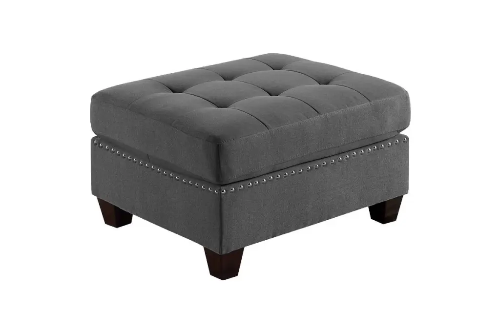 Tufted Grey Linen Ottoman Living Room Decor kanepe