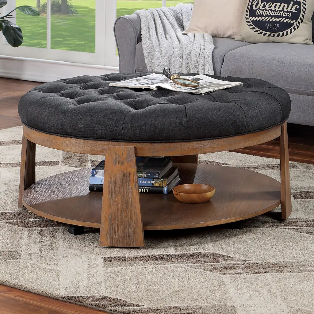 Wire Applicator Finish Natural Tone Dark Gray 1Pc Ottoman Transitional Style kanepe